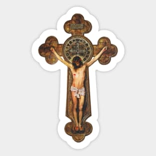 St Benedict Crucifix Cross Jesus Passion Stations of the Cross -  Via Crucis Sticker